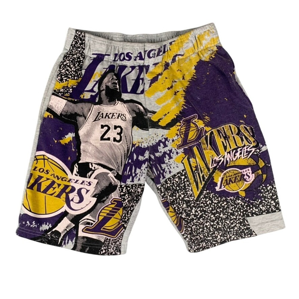 Lebron James Shorts Los Angeles Lakers Men's Medium Gray #23 Full Print Graphic‎